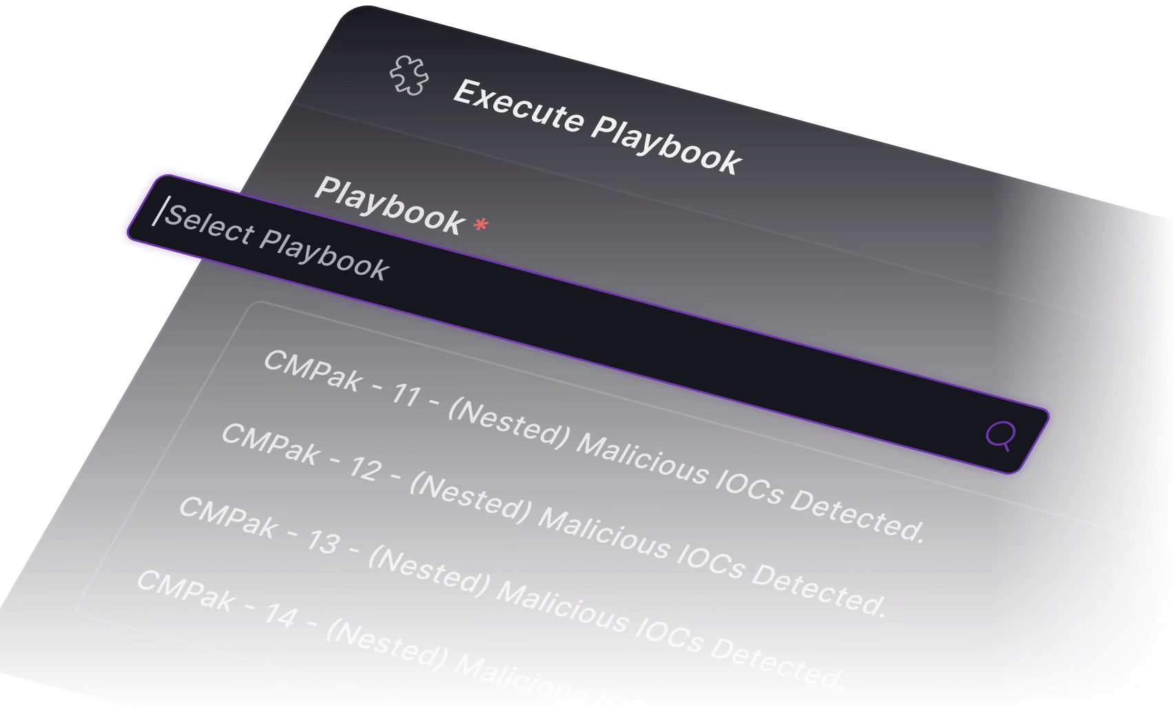 Execute Playbook UI: playbook search and selection